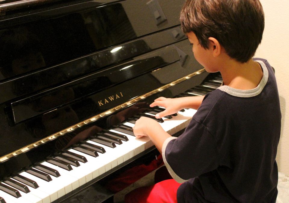 Young piano student