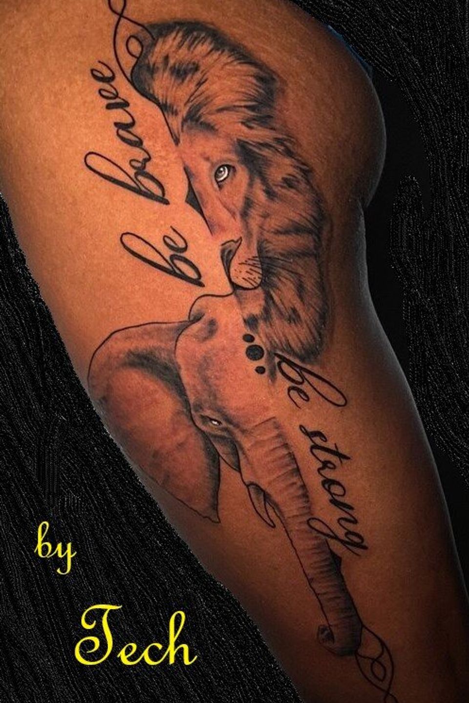 Tech script lion elephant