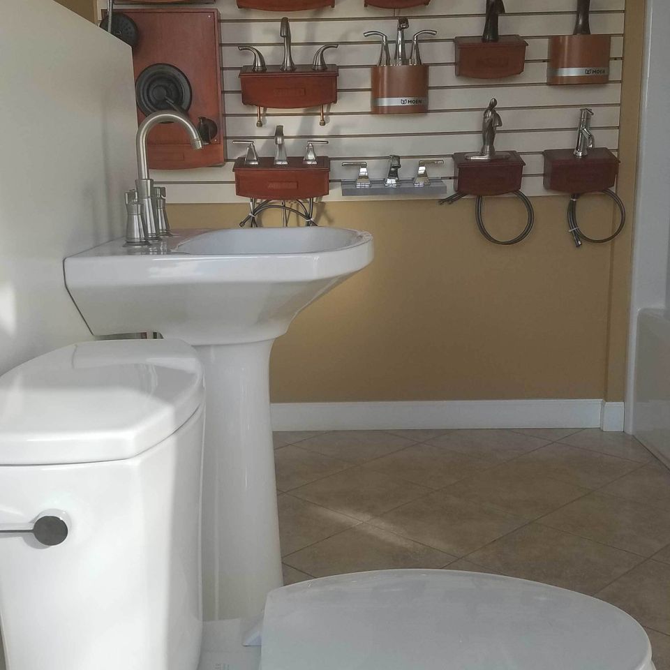 Showroom toilet faucet wall