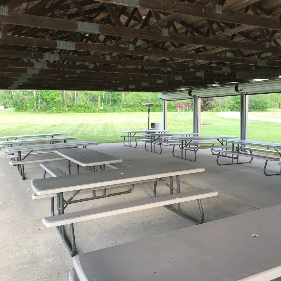 Inside pavilion and tables