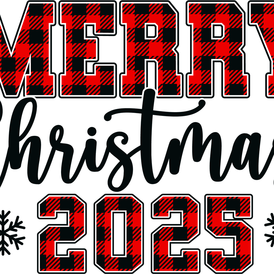 Seasons   christmas merry christmas 2025 plaid red black