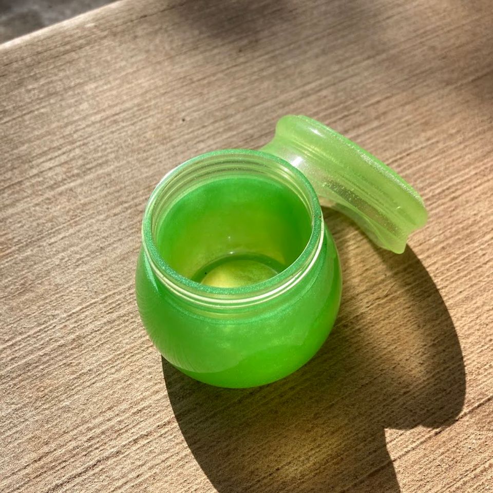 Green resin jar with lid
