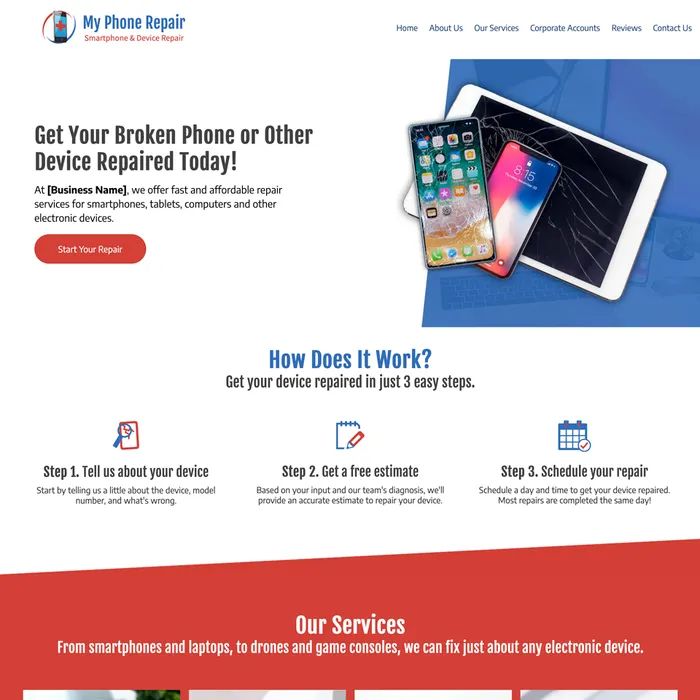 Mobile phone repair website design original