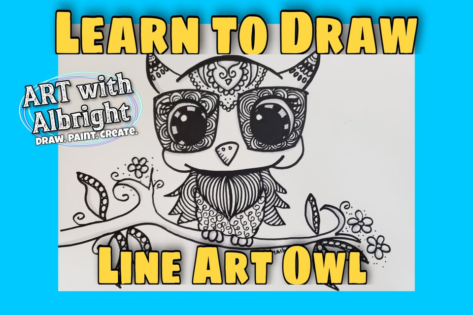 How to Draw Line Art Owl by artist Emily Albright