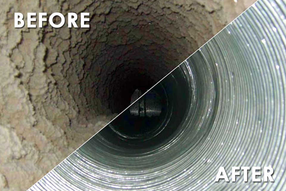 Professional ductwork cleaning before and after