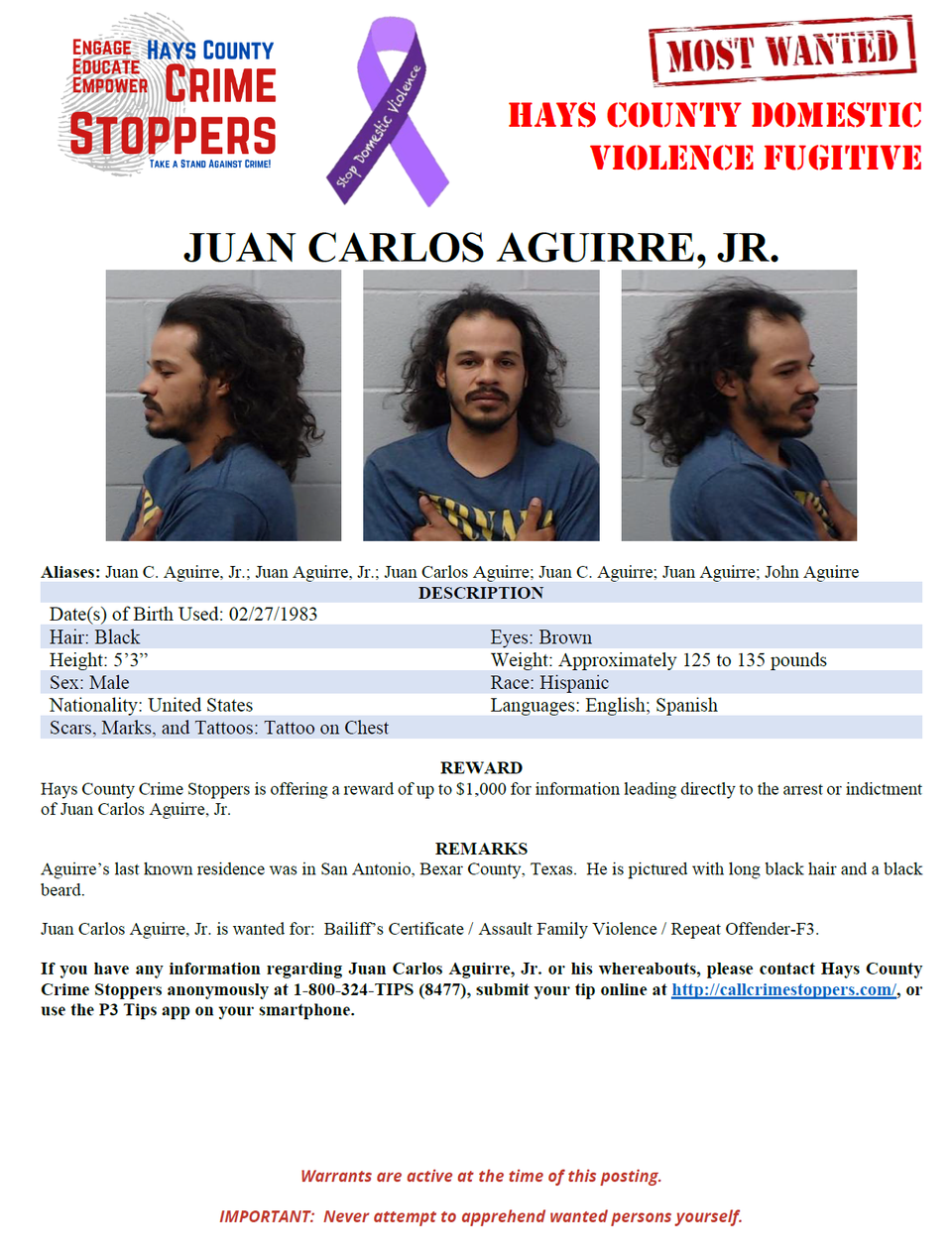 Aguirre most wanted poster