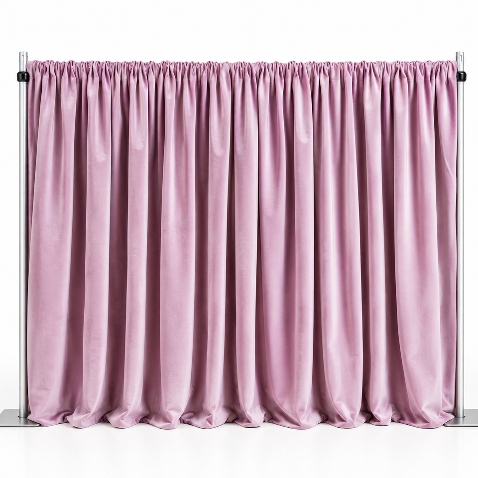 Lavender pleated velvet backdrop
