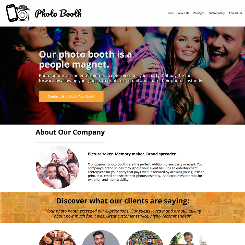 Photo booth website design theme