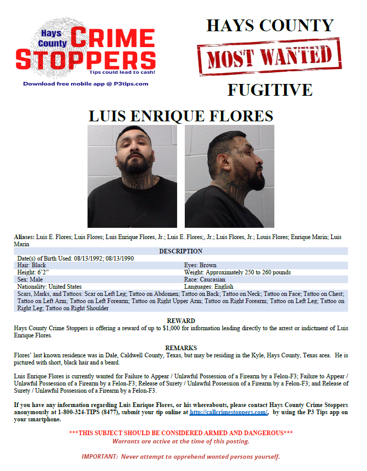 Flores most wanted poster