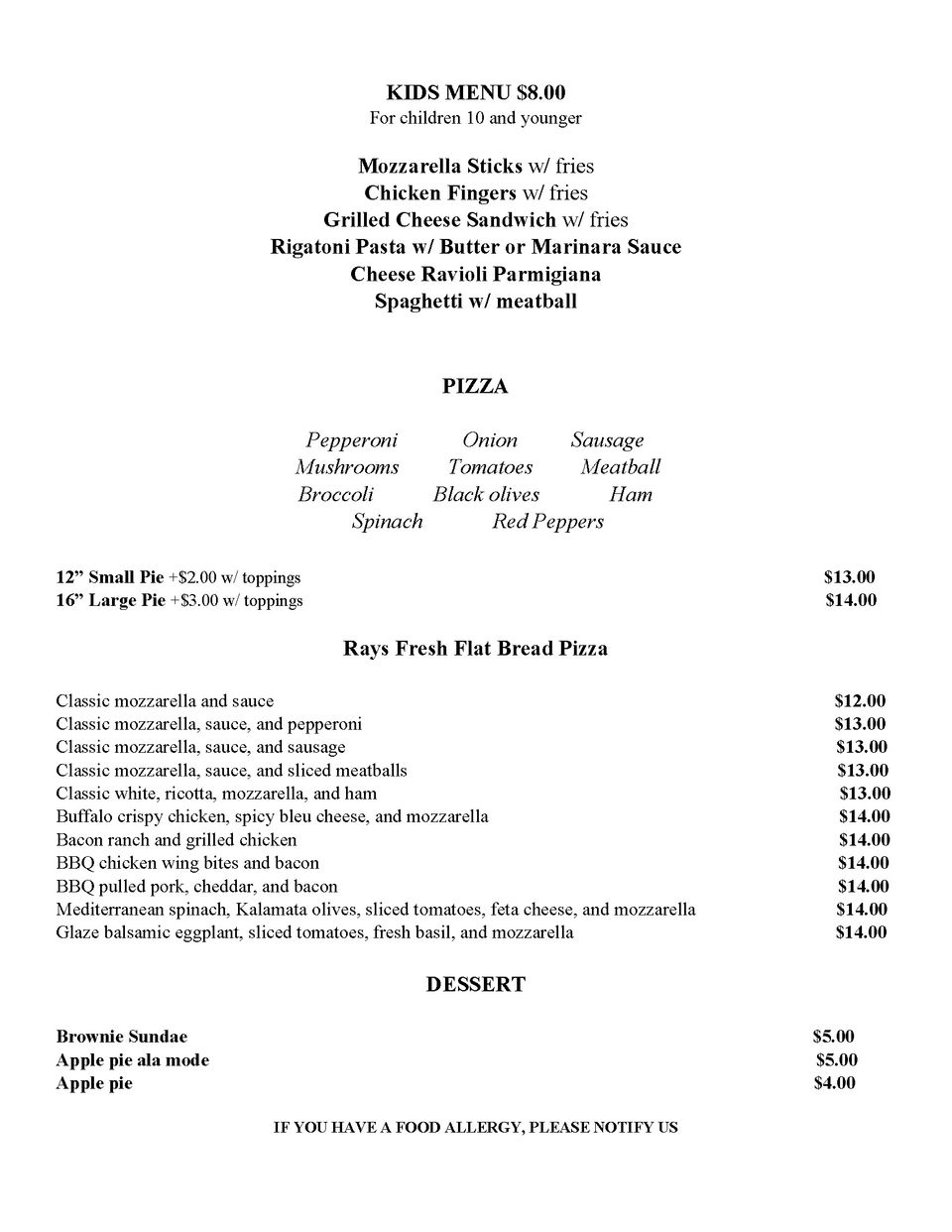 Lunch menu rays  page 6