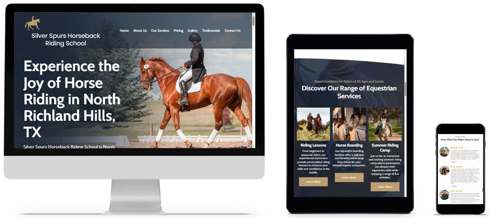 Horse riding school. Website and SEO for horse riding schools