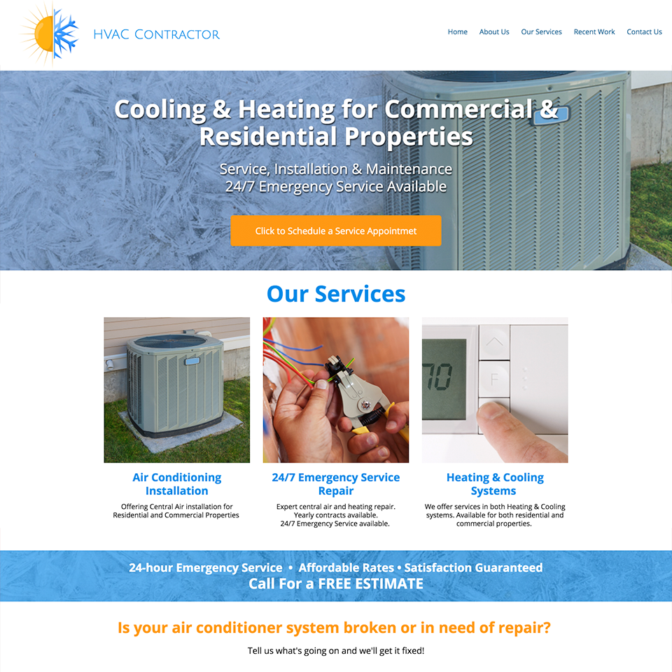 Hvac contractor website design theme