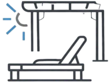 Covered patio outdoor living space with lounge seating icon