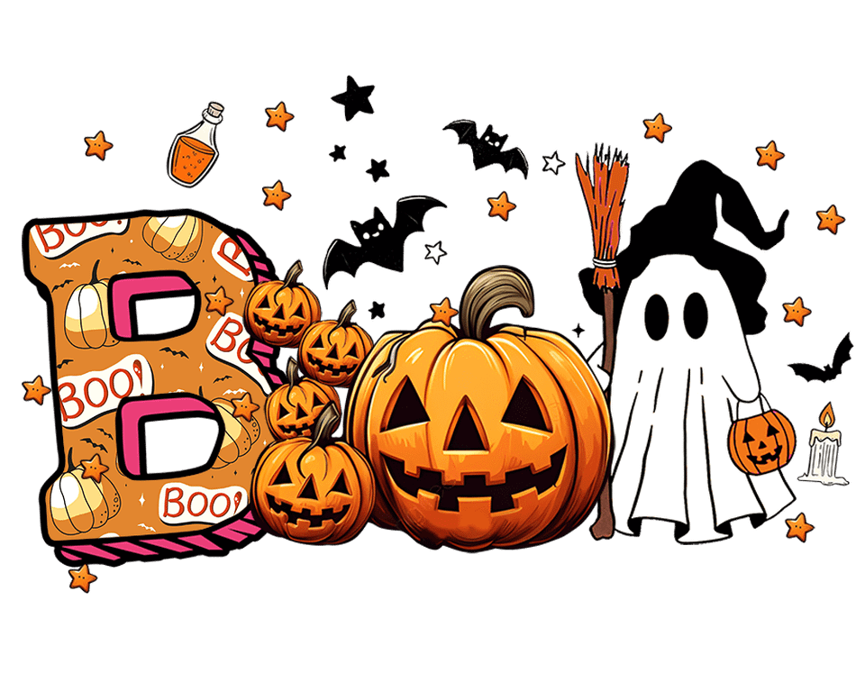 Seasons   halloween boo with pumpkin and ghost