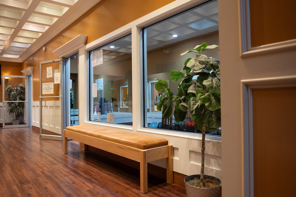 A view of the outside of the stretching room at Maximus Gym in Riverhead