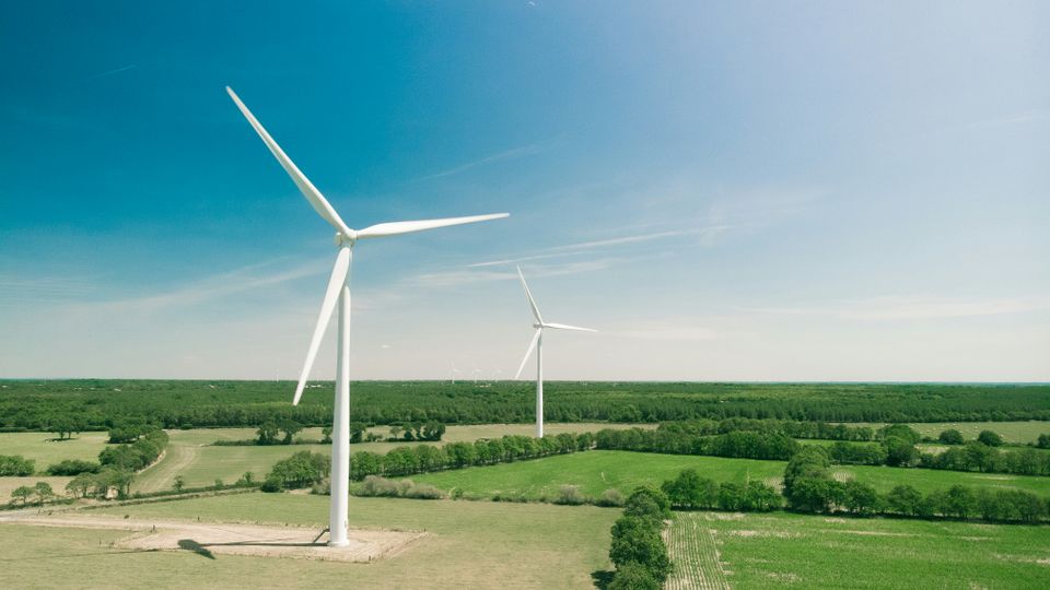 Windmill on farm