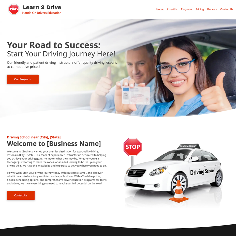 Driving school website design theme