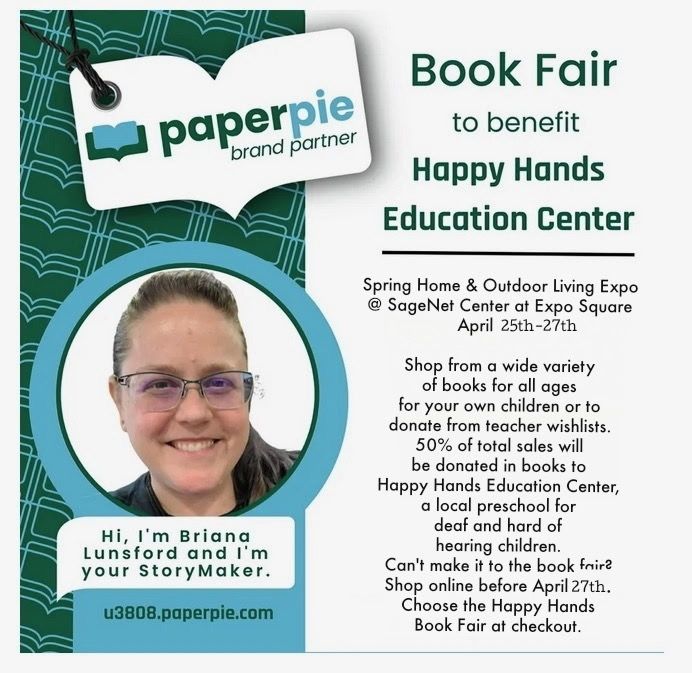 She25 paperpie book fair fundraiser to benefit happy hands education center