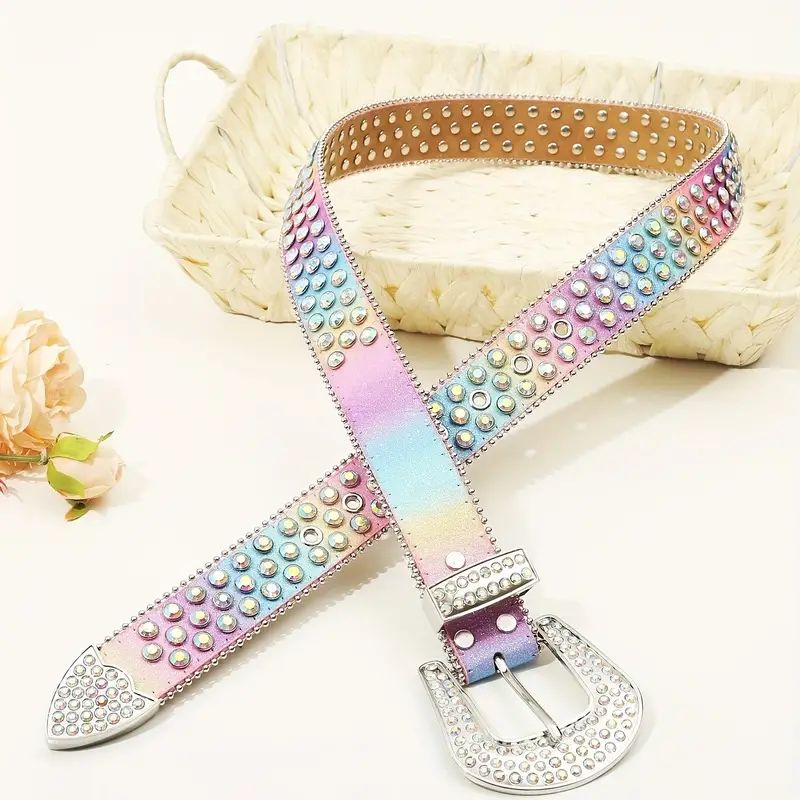 Woman's belt adorned with rhinestones