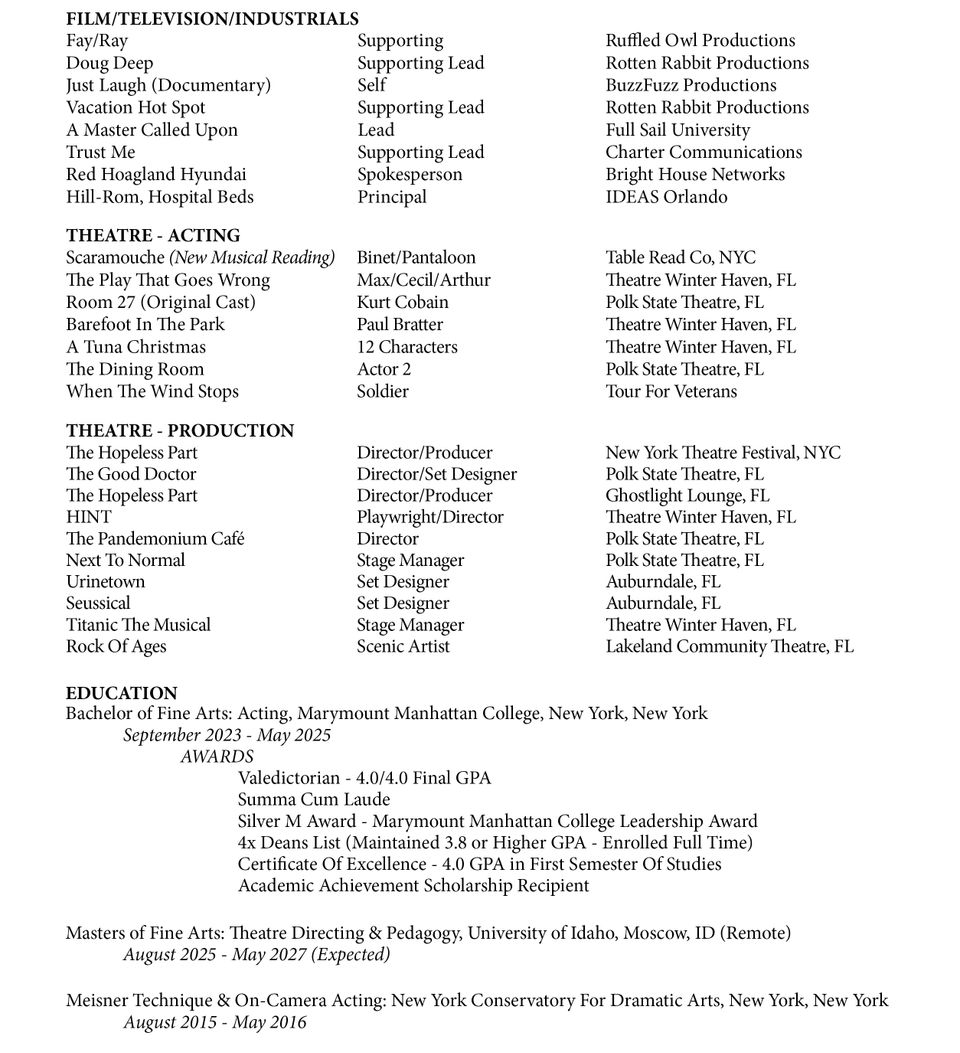 Tj moore ii theatre resume 04 2026