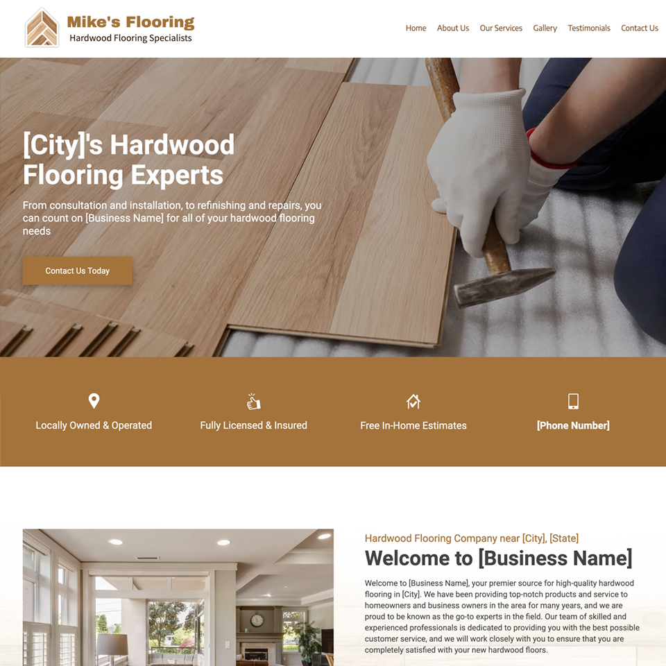 Hardwood flooring website design theme