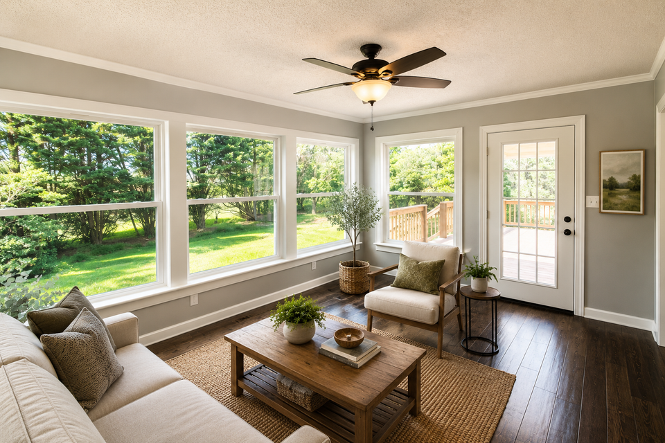 Sunroom addition built by Hefner Construction in Caldwell County NC