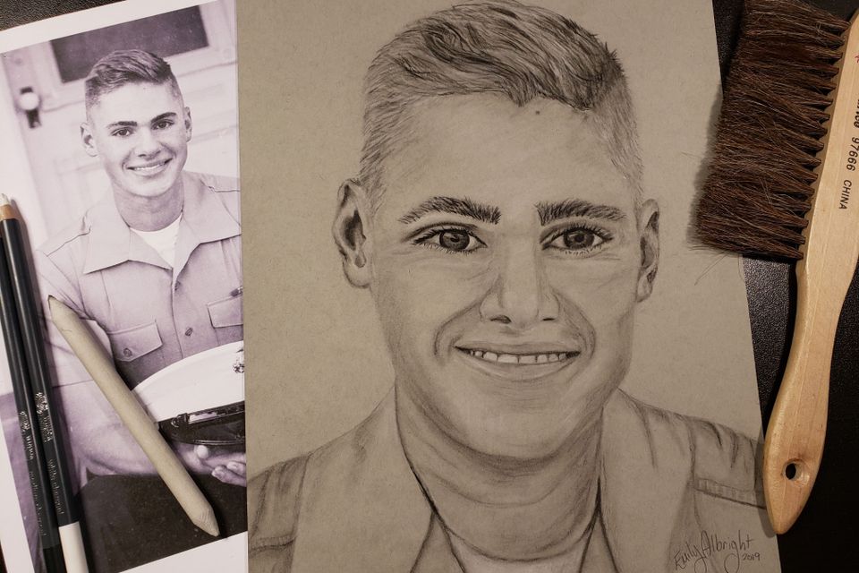 Realistic portrait drawing by artist Emily Albright
