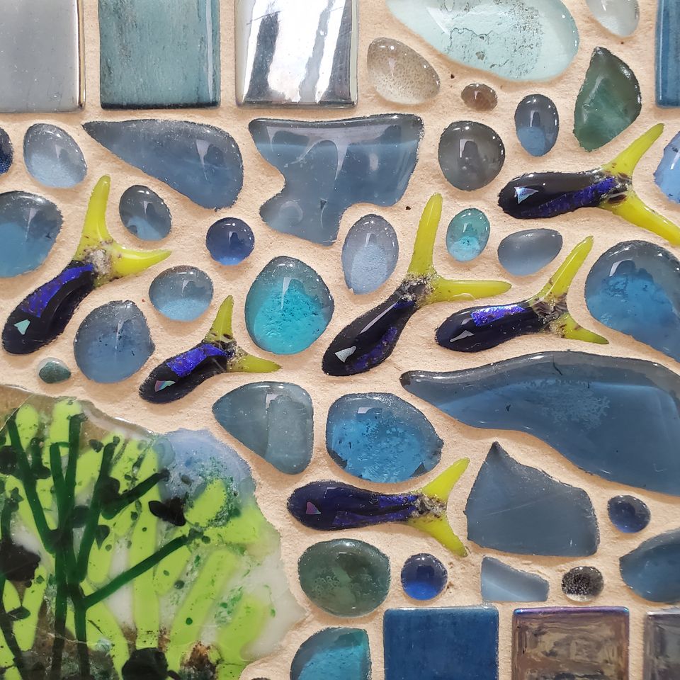 Blue fish school