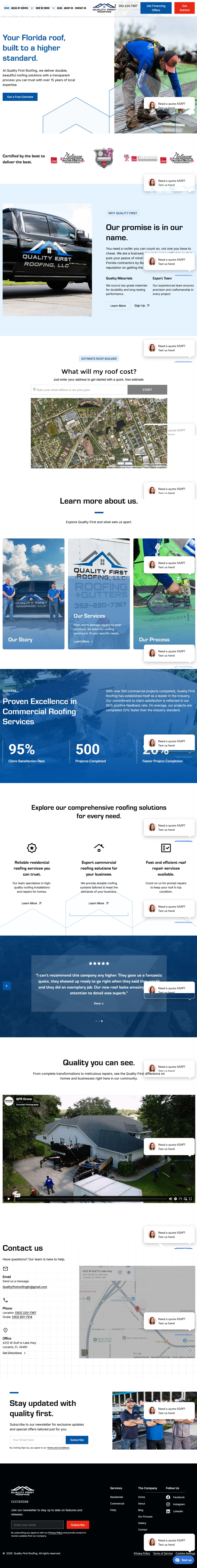 Quality first roofing old website