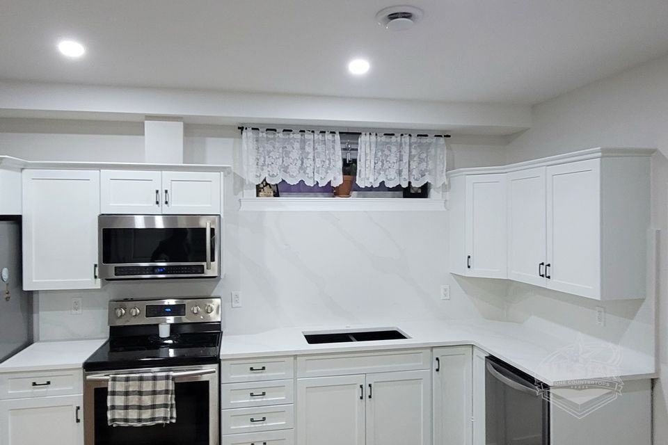 White kitchen countertop custom made for Houston area home