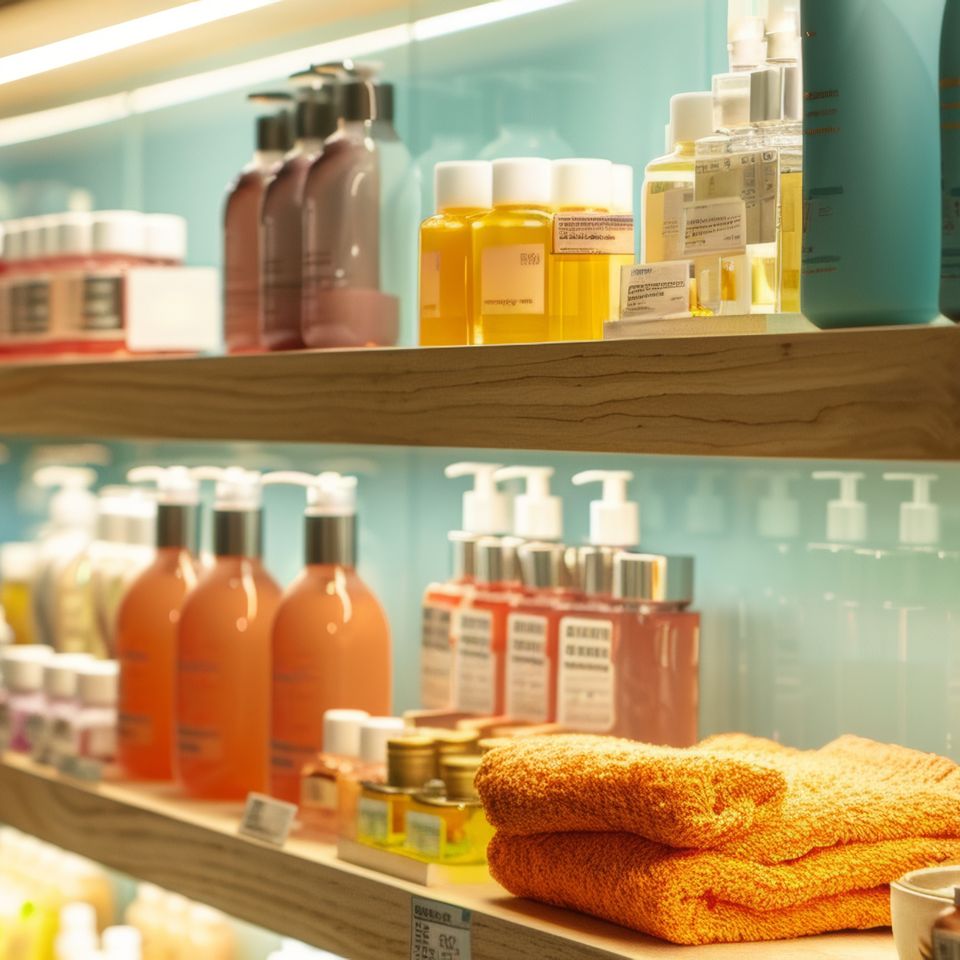 Cosmetic beauty products with display