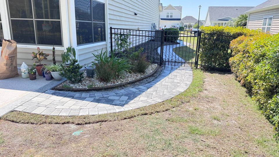 Gambino landscaping  new paver sidewalk in murrells inlet sc