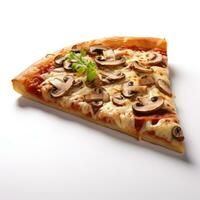 Mushroom pizza slice isolated on white background ai generated photo