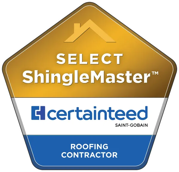 The CertainTeed Select ShingleMaster™ credential held by Nova Roofing + Construction LLC, representing the highest standard of roofing accreditation and exclusive access to 5-star shingle warranties