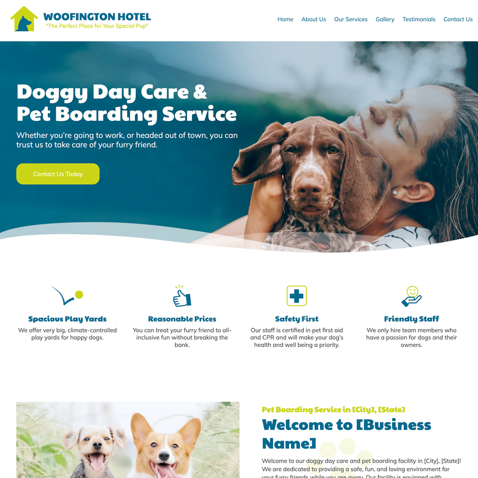 Dog daycare website design template