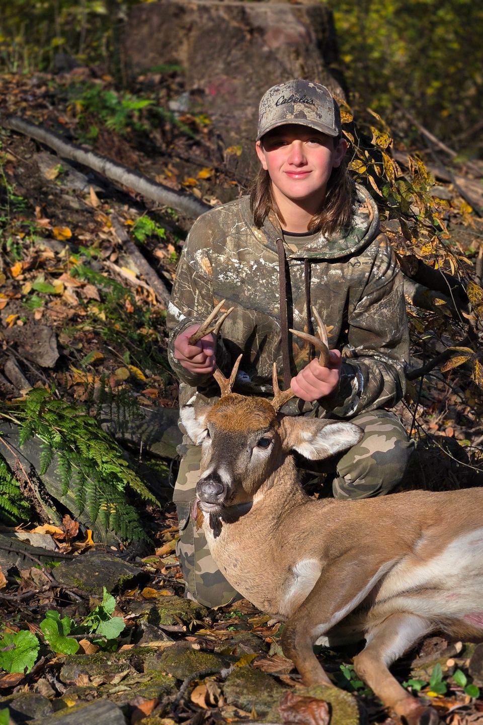 Travis Carroll, 12 years old from Millersville, PA. Shot his buck with TenPoint crossbow. G5 Broadhead. 