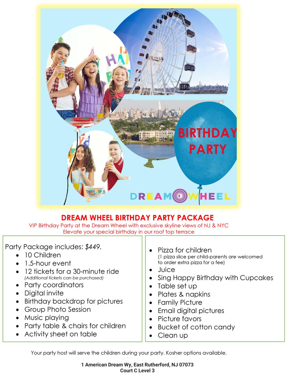 2023.dream wheel birthday party package