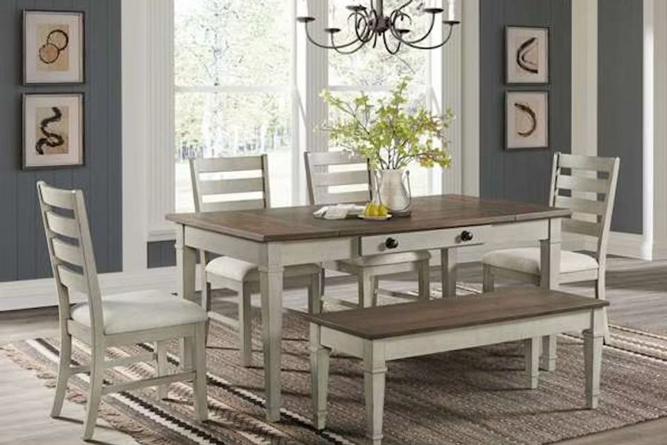 Farmington6pcdiningsetinmediumbrownandwashedstone lifestyle