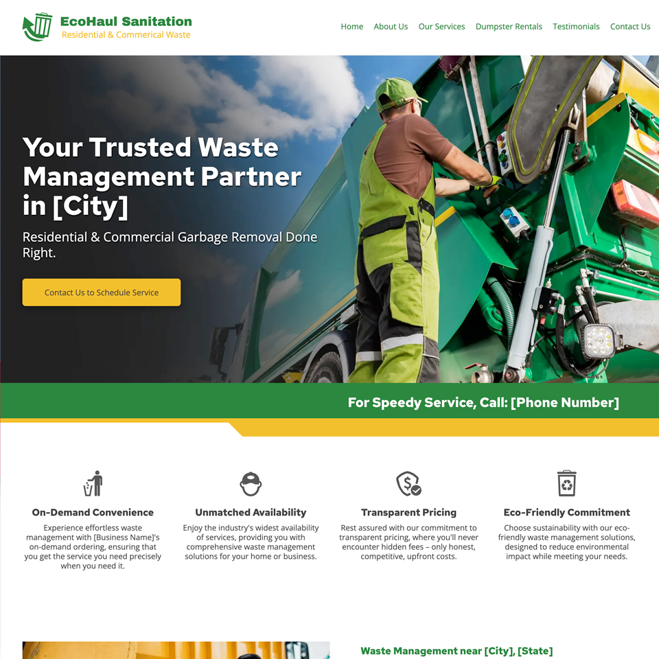 Waste management website design theme