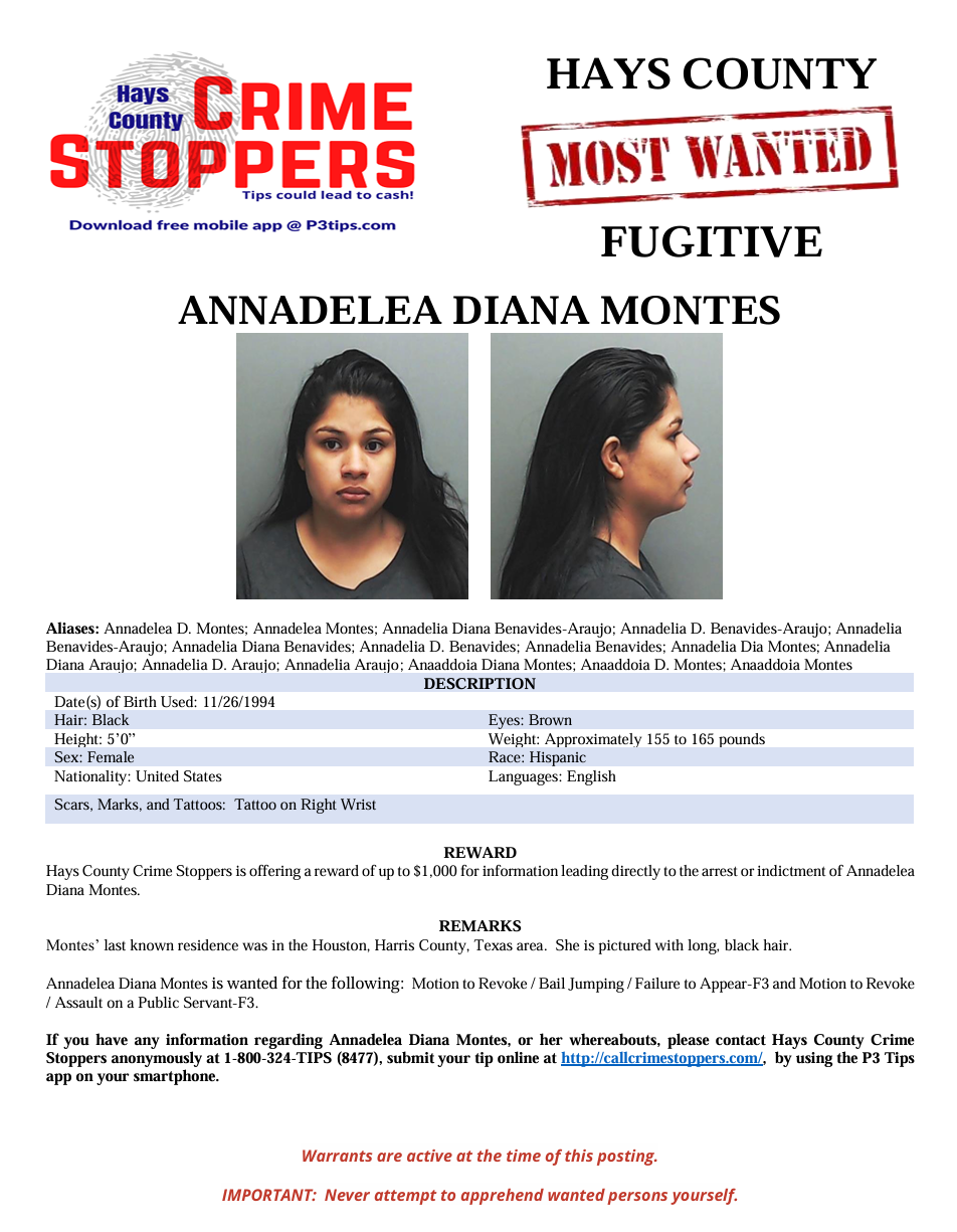 Montes most wanted poster