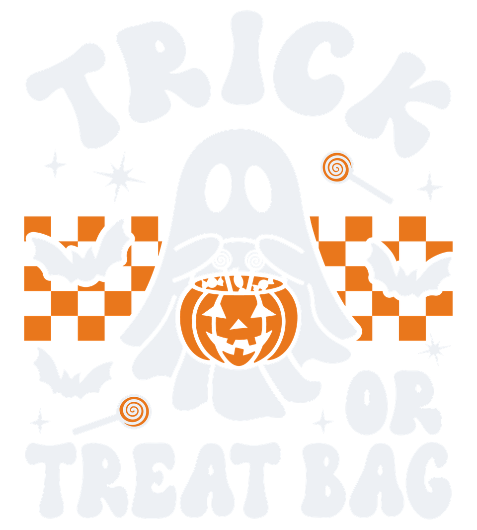 Bags   halloween trick or treat ghost with pumpkin white