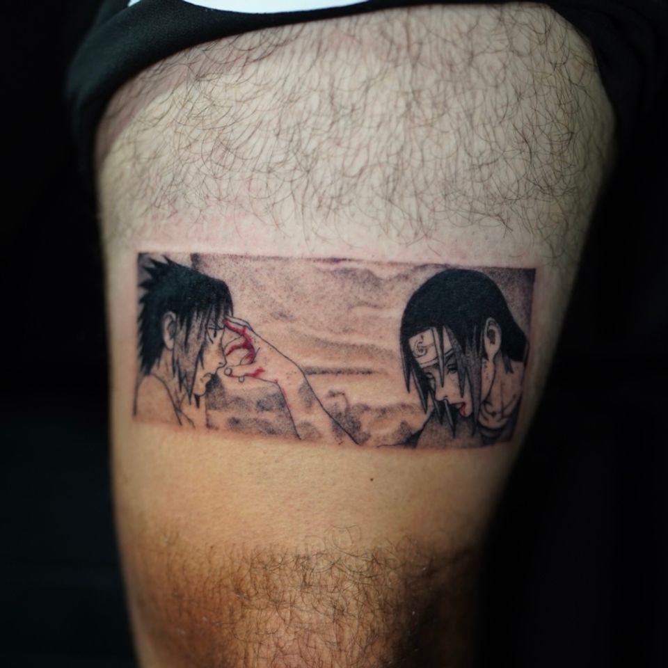 Image of 2 anime people, one is healing the other