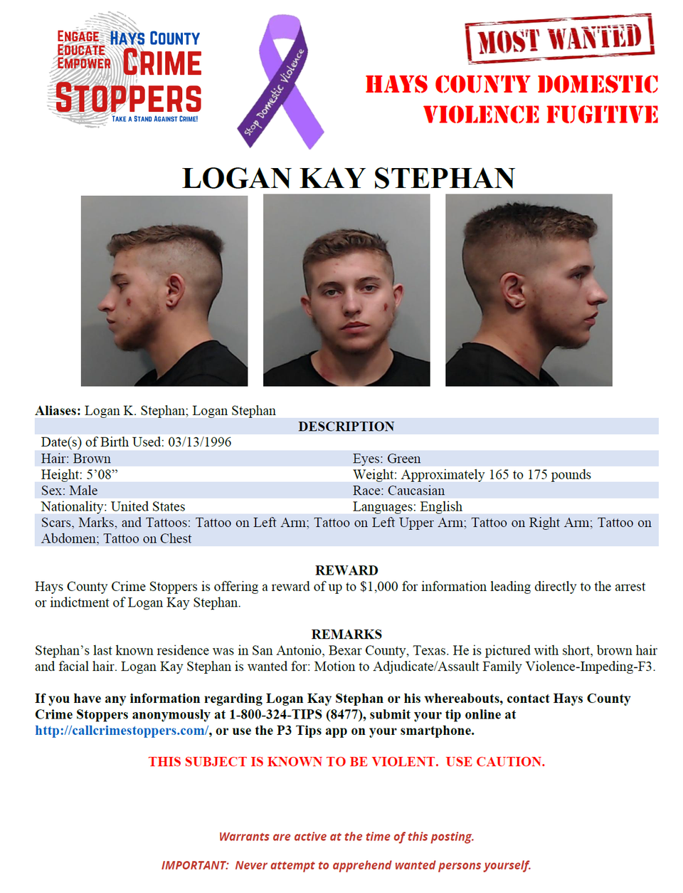 Stephan most wanted poster