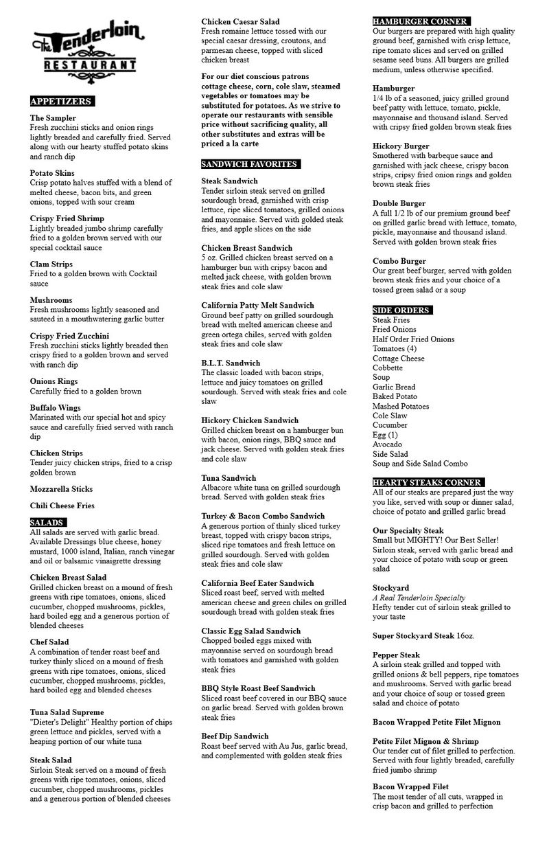 Steak House Restaurant in La Verne, CA The Tenderloin Restaurant