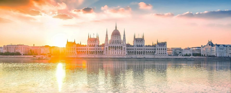 Parliament building delta danube river budapest hungary sunset 1723956224467