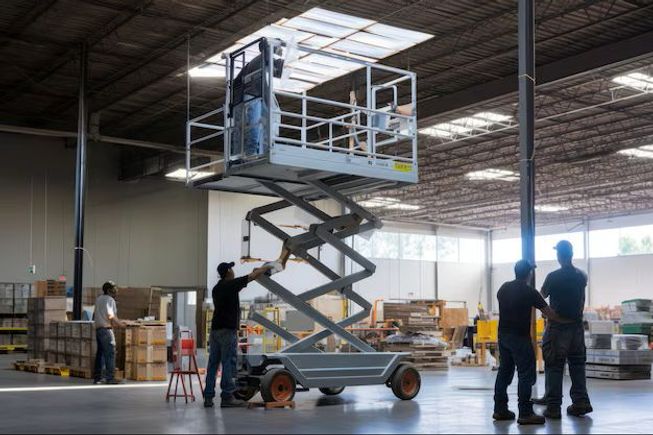 Replacing lights in warehouse