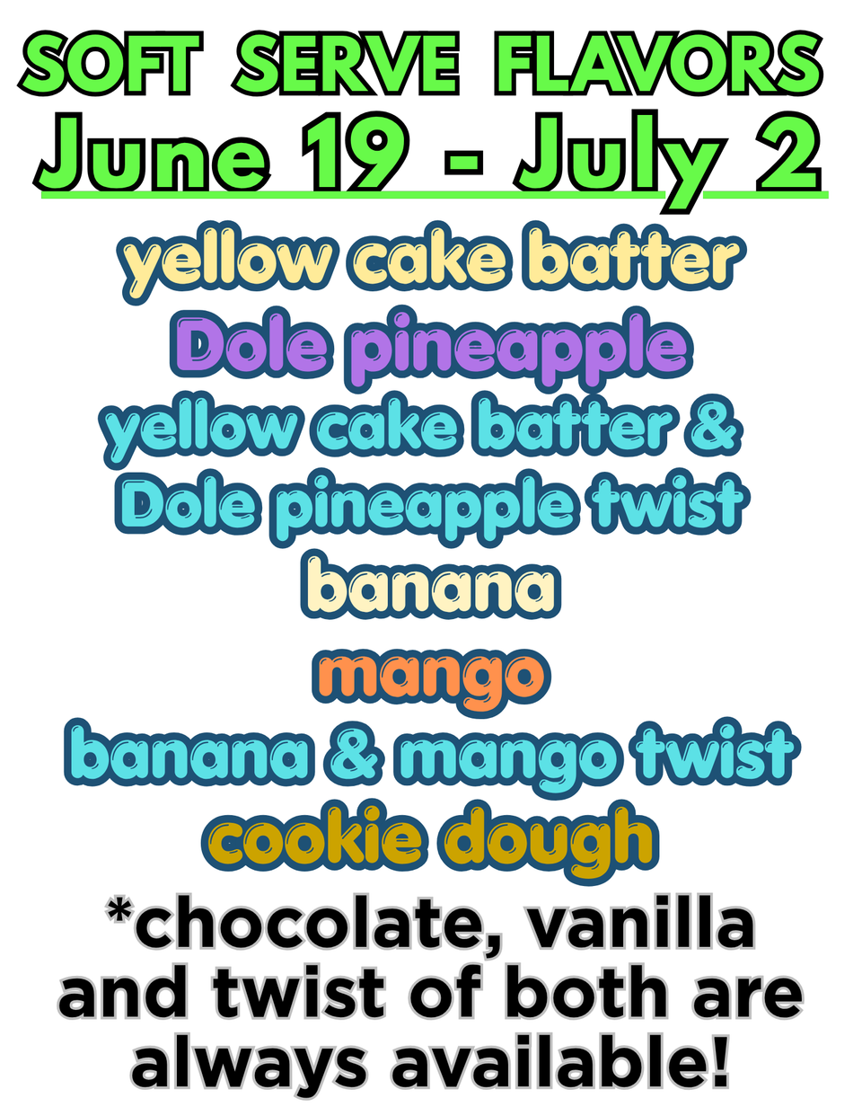 Soft serve flavors (15)