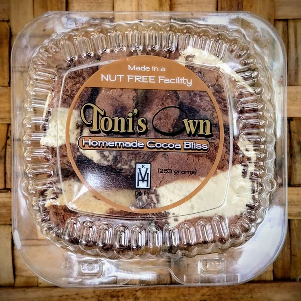 A 10 oz package of the Cocoa Bliss cookies from Toni's Own Cookies