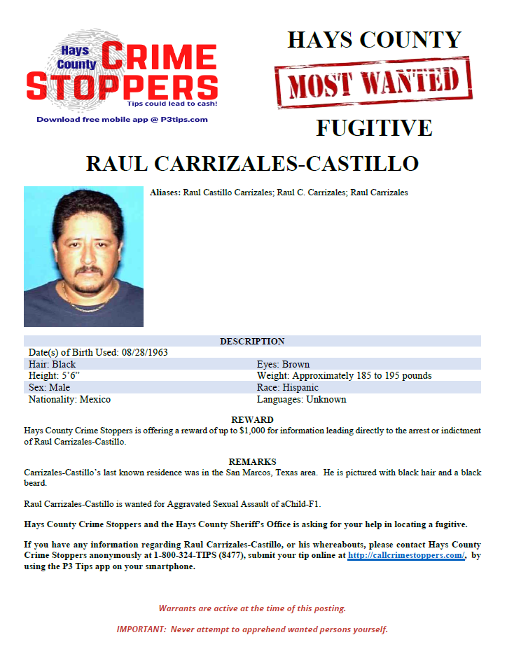 Carrizales castillo most wanted poster