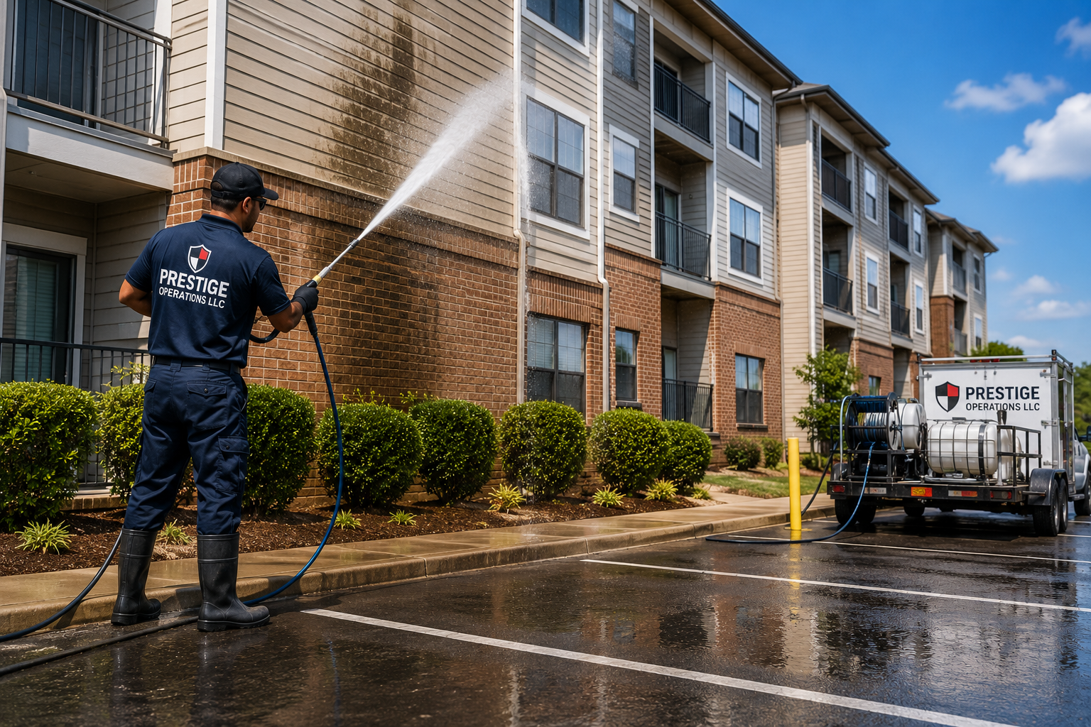 Power washing apartment and commercial building